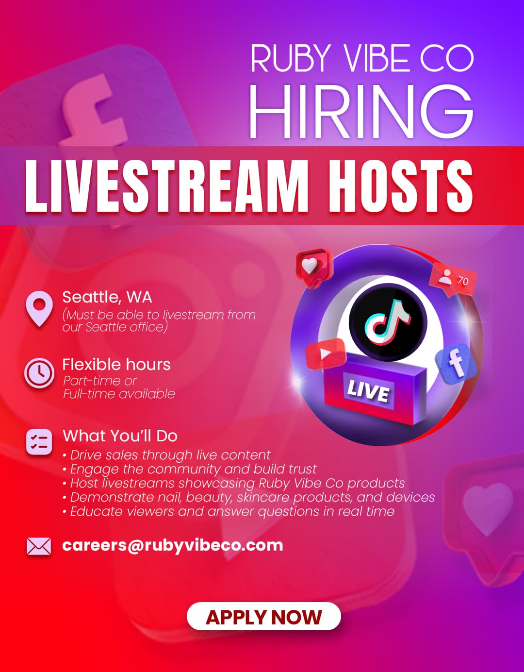 Livestream Host Position at Ruby Vibe Co