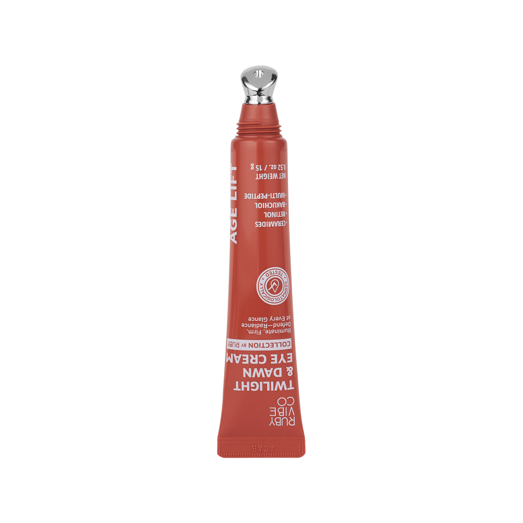 A red tube of Ruby Vibe Co Twilight & Dawn Eye Cream img 2